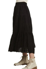 ADORA Elastic Waistband Tiered Midi Skirt 