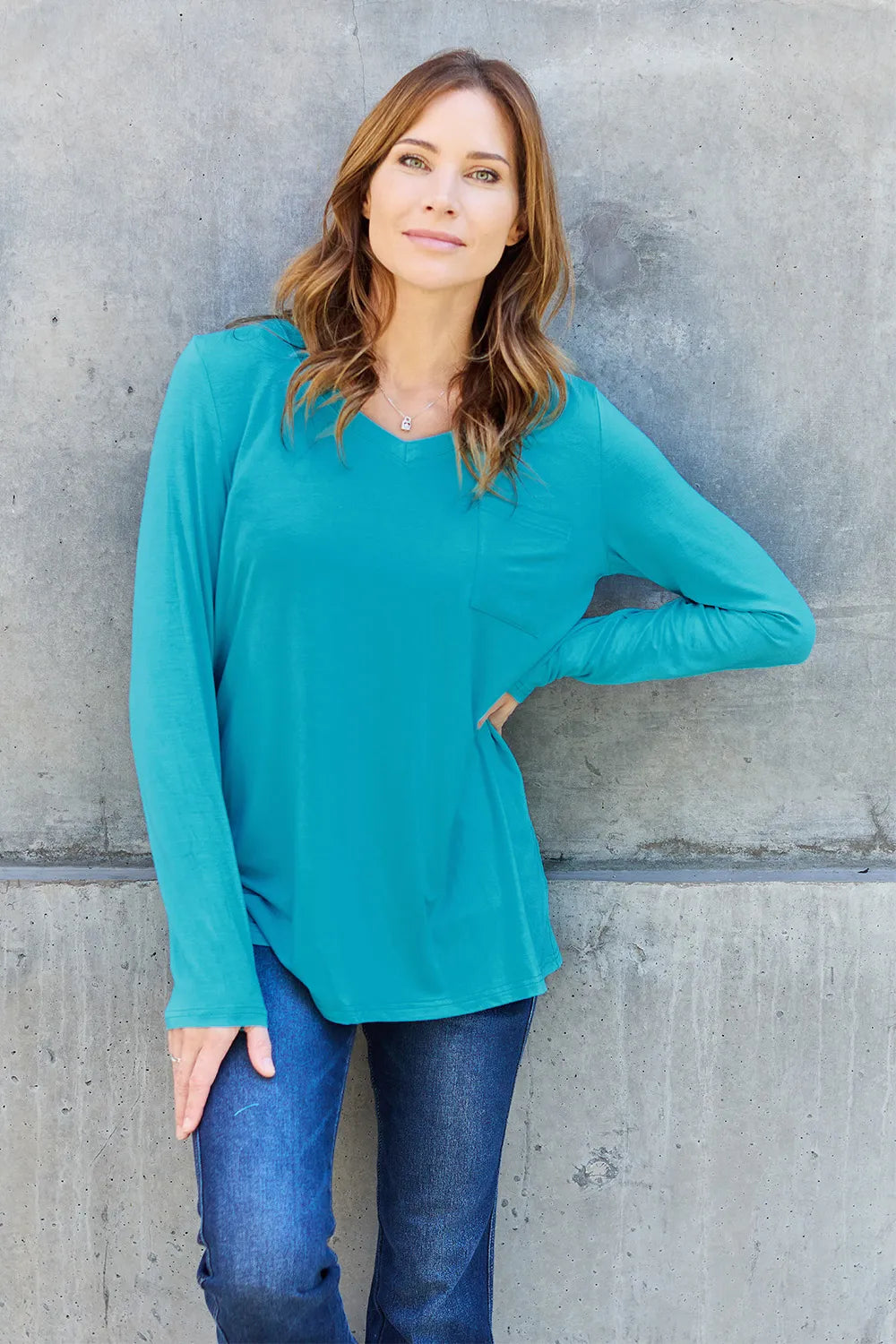 Basic Bae Full Size V-Neck Long Sleeve Top 