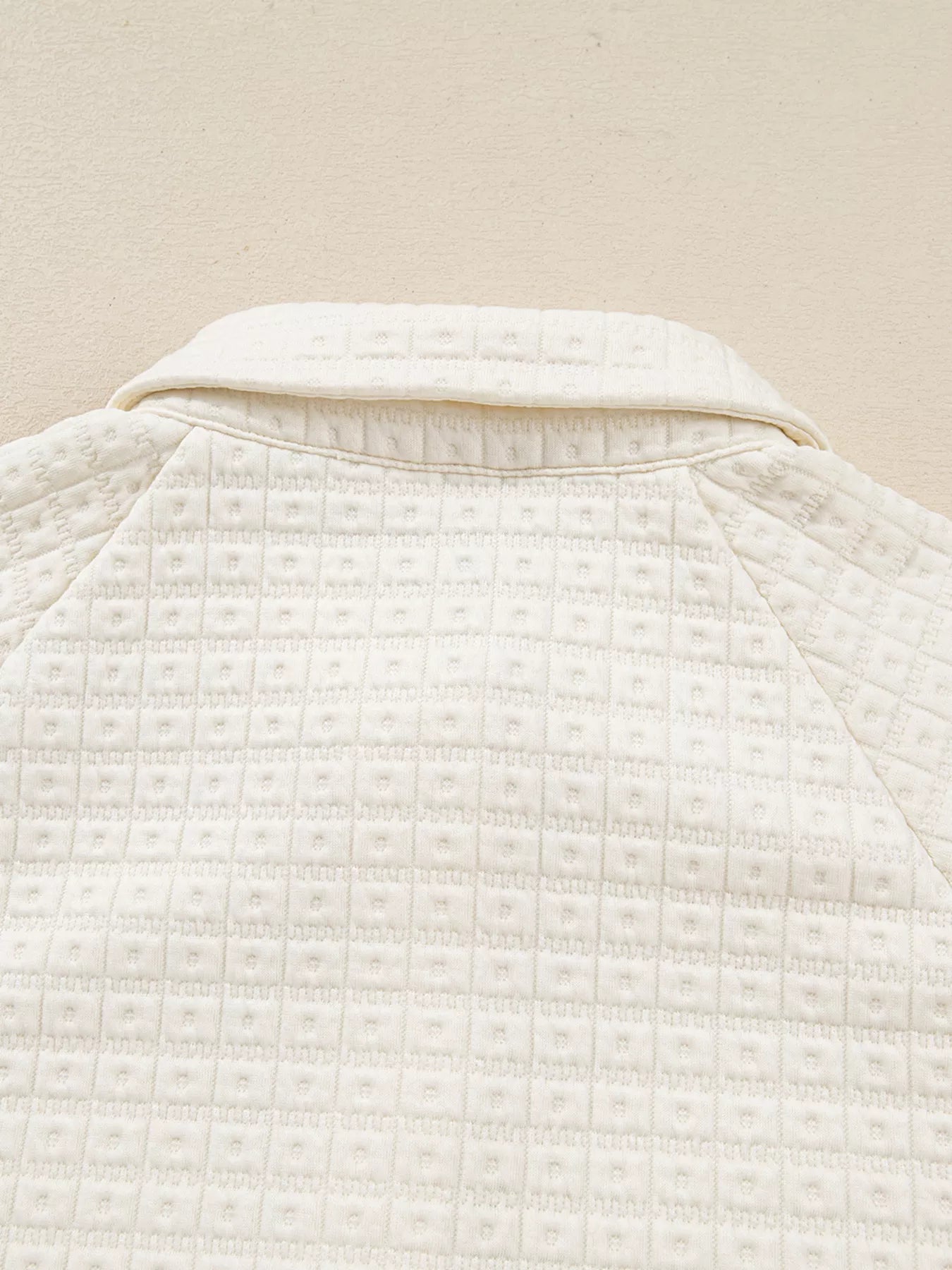 Textured Half Button Collared Sweatshirt 