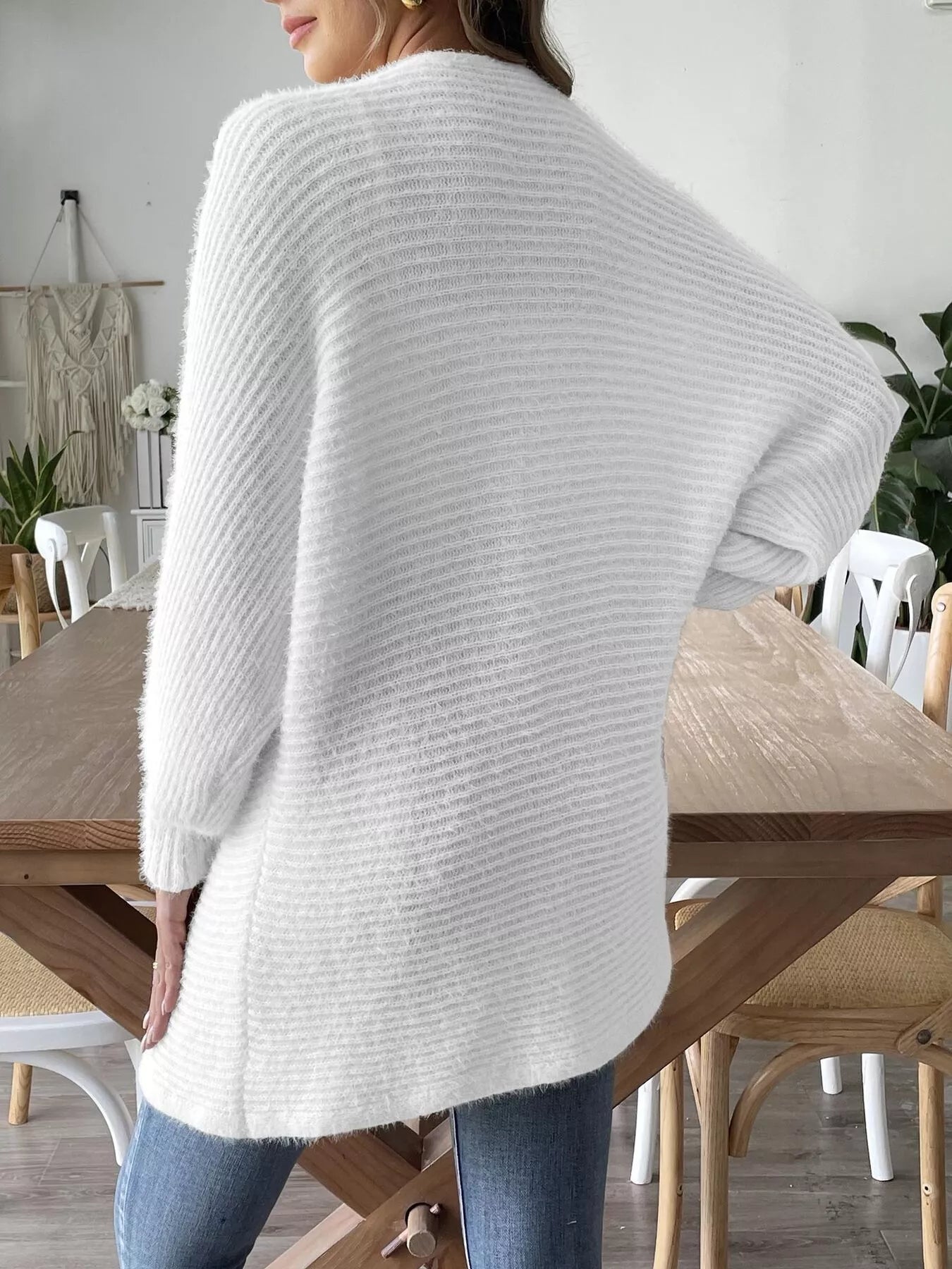 Open Front Drop Shoulder Cardigan 