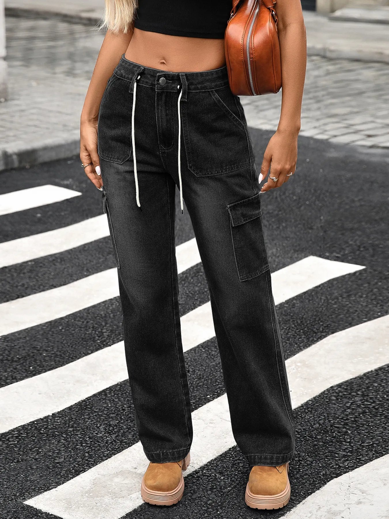 Wide Leg Cargo Jeans 