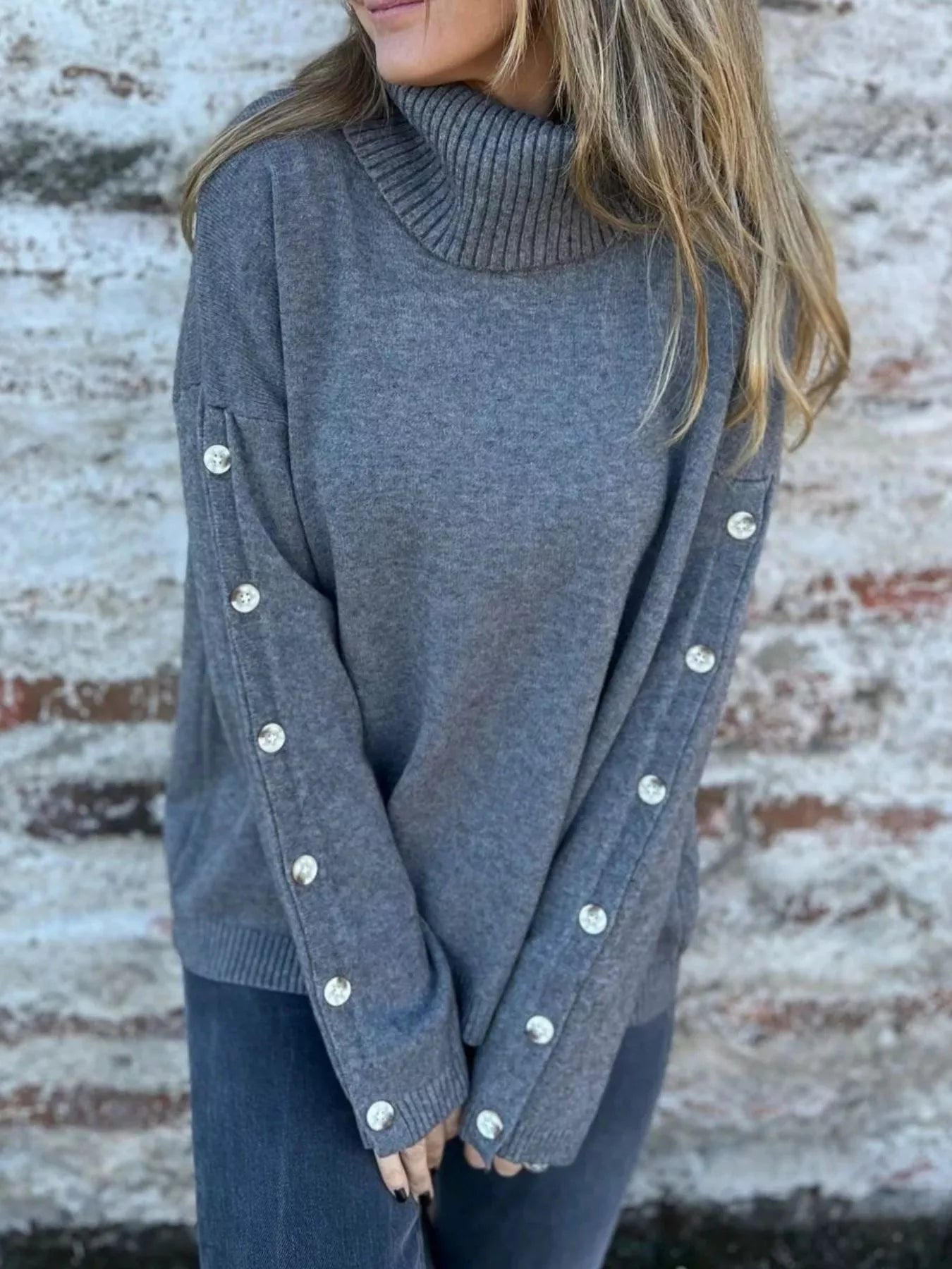 Full Size Turtleneck Long Sleeve Sweater Plus Size 