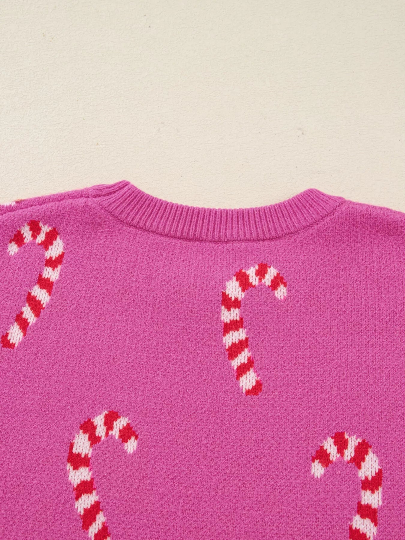 Christmas Candy Cane Holiday Drop Shoulder Sweater 