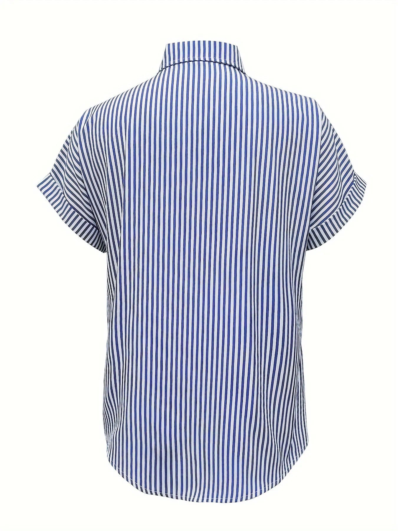 Full Size Striped Button-Up Casual Shirt with Pocket Plus Size 
