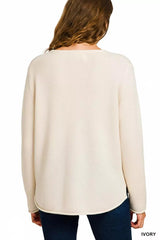 Zenana Beach V Neck Sweater 