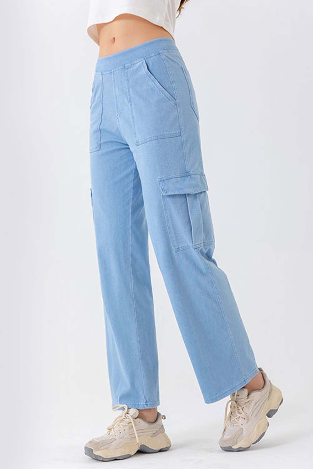 Buttoned Pocketed Long Jeans 