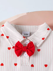 Children's Heart Print Bodysuit & Suspender Pants Set 
