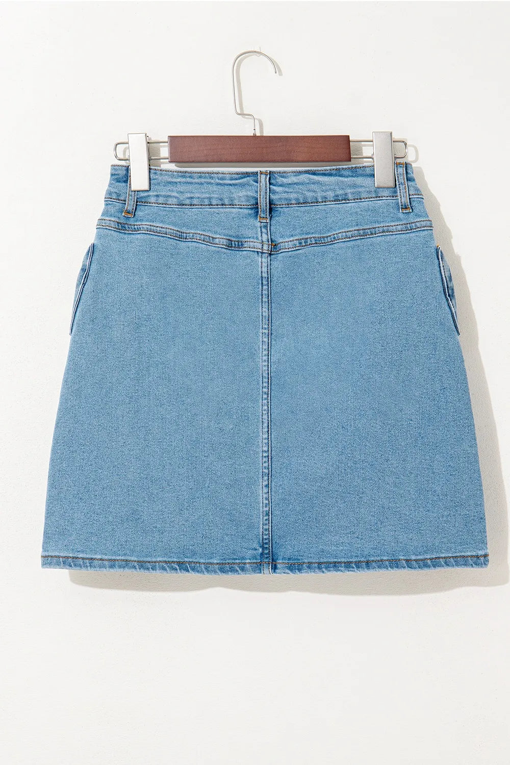 Acid Wash Bowknot Details High Waist Denim Skirt 