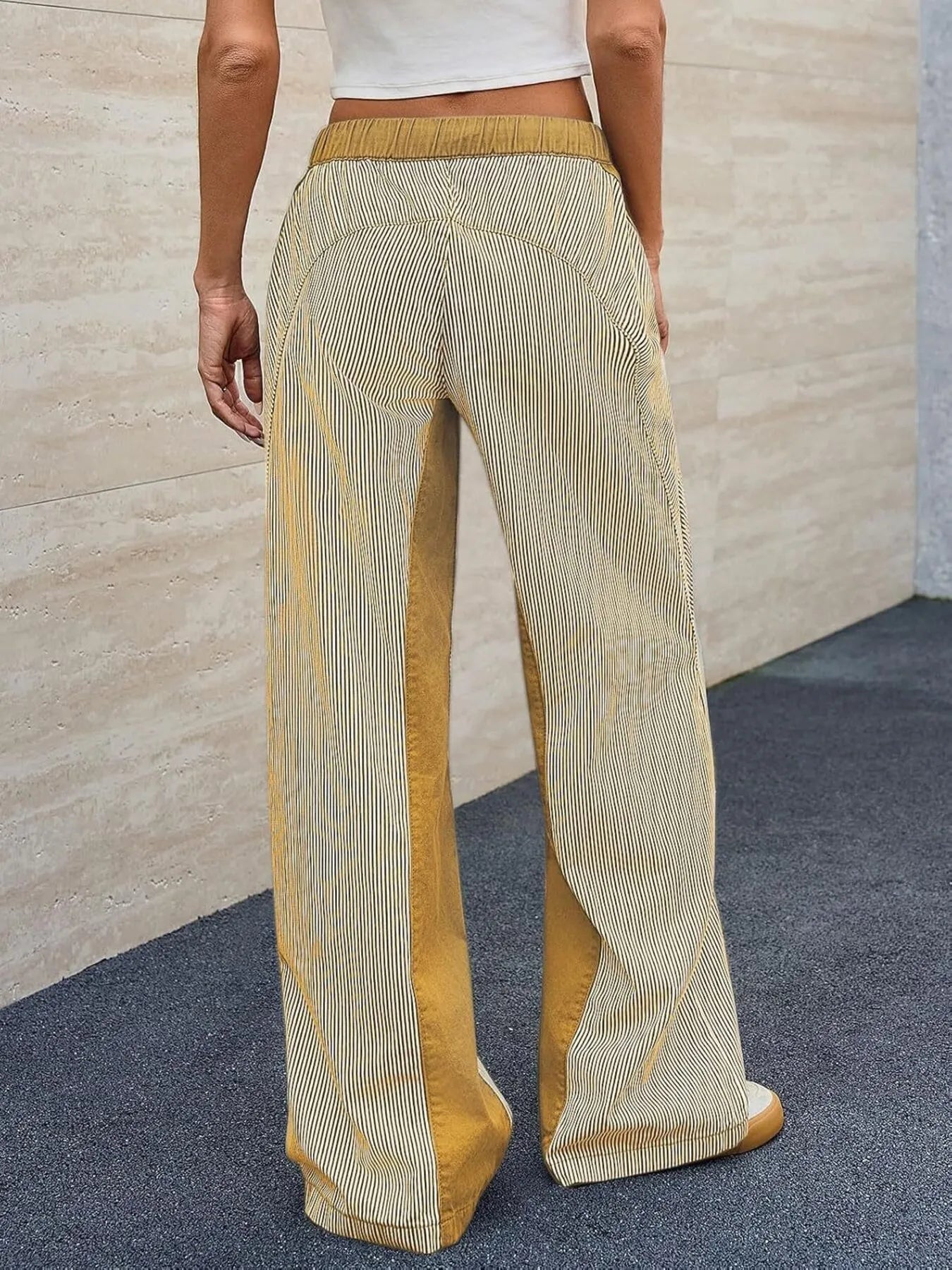 Striped Wide Leg Jeans 