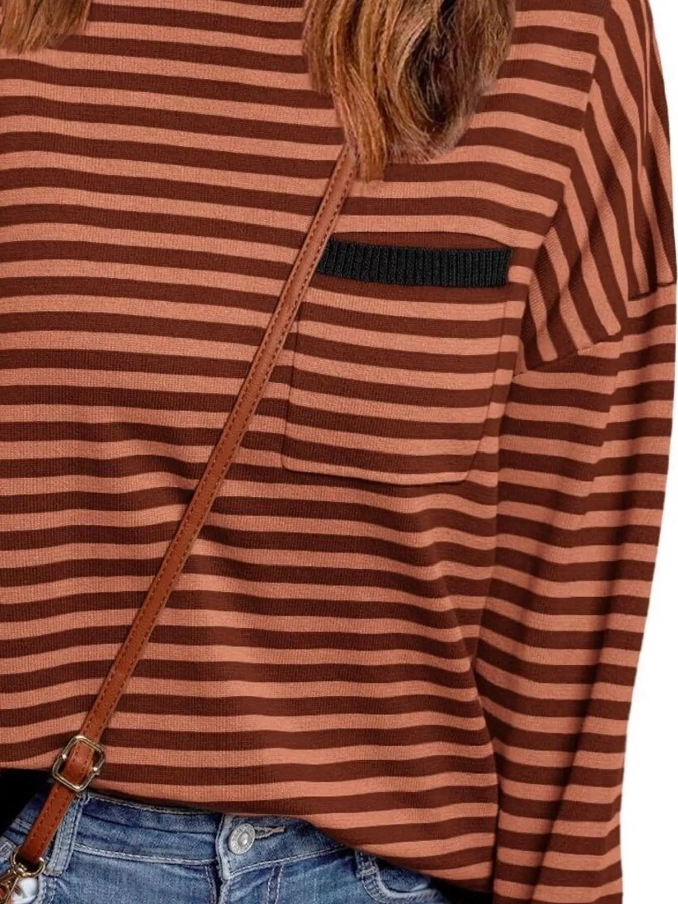 Striped Round Neck Long Sleeve Knit Top 