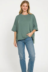 Zenana Full Size Scuba Round Neck Top With Side Slits Plus Size 
