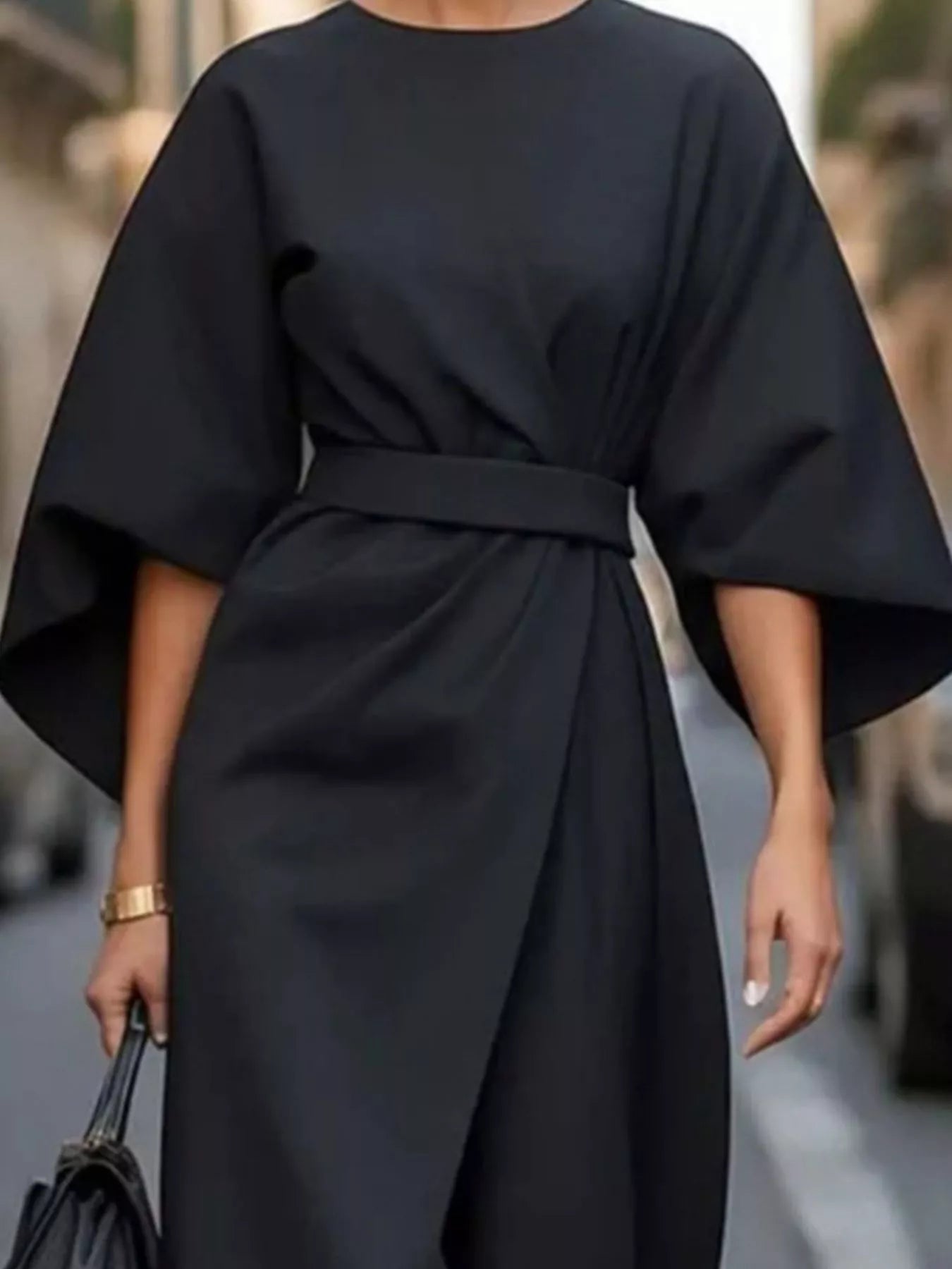 Round Neck 3/4 Sleeve Dress 