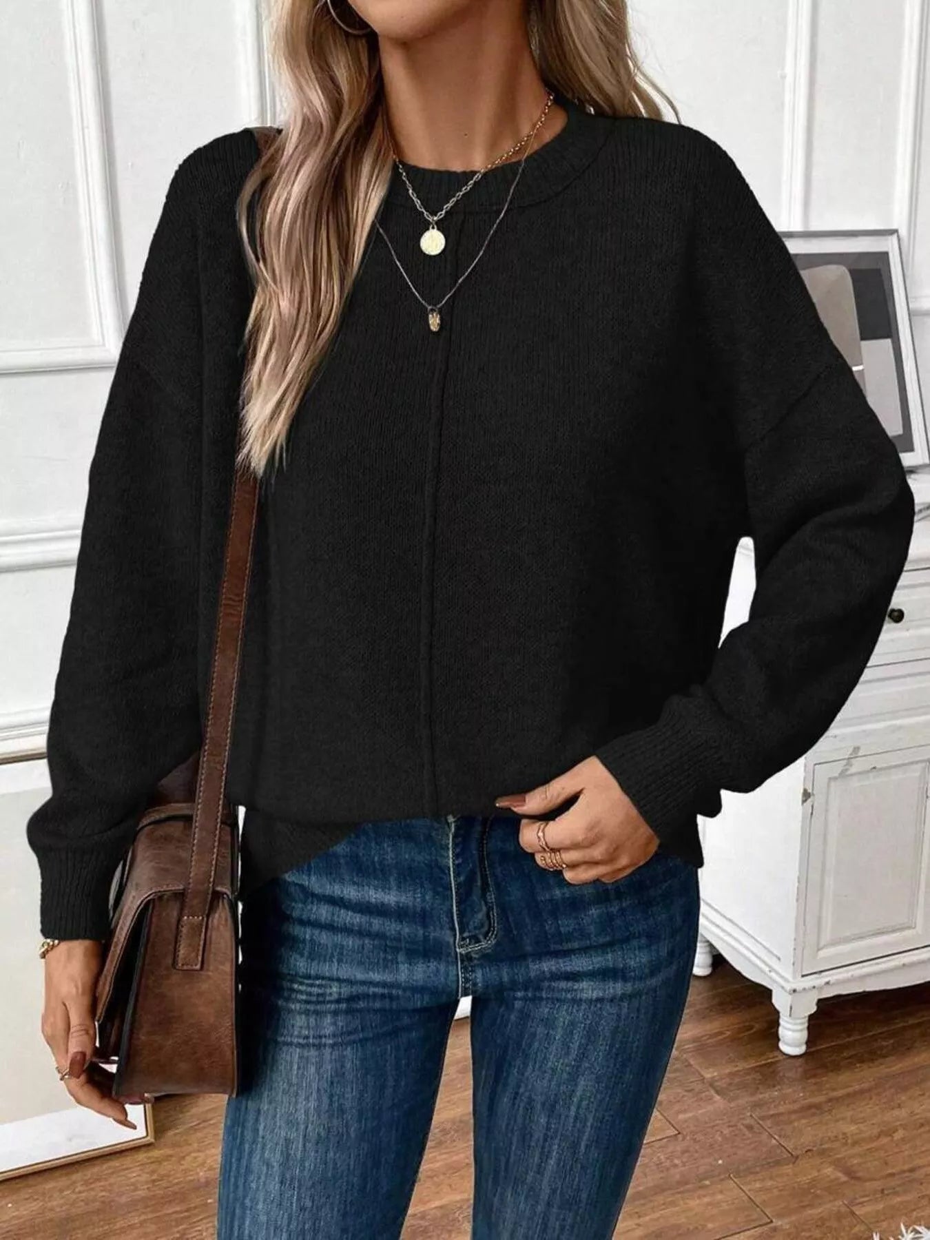 Loose-Fit Dropped Shoulder Sweater 