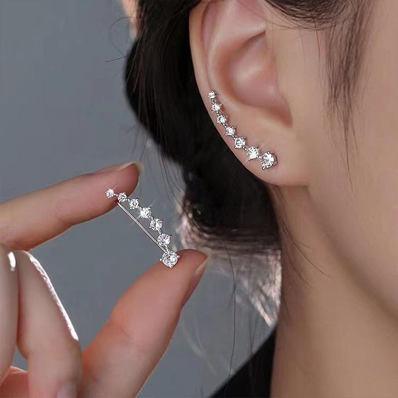 Delara Zirconia Ear Climber Earrings | Seven-Stone Crawler Stud Style 