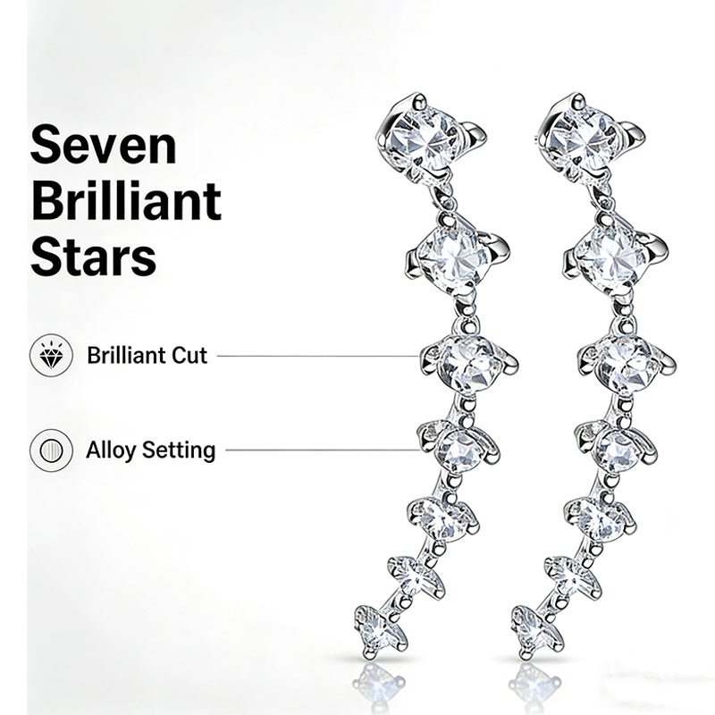 Delara Zirconia Ear Climber Earrings | Seven-Stone Crawler Stud Style 