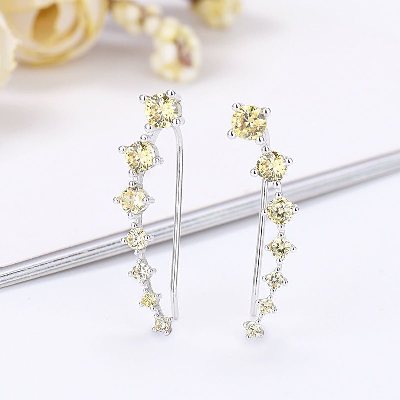 Delara Zirconia Ear Climber Earrings | Seven-Stone Crawler Stud Style 