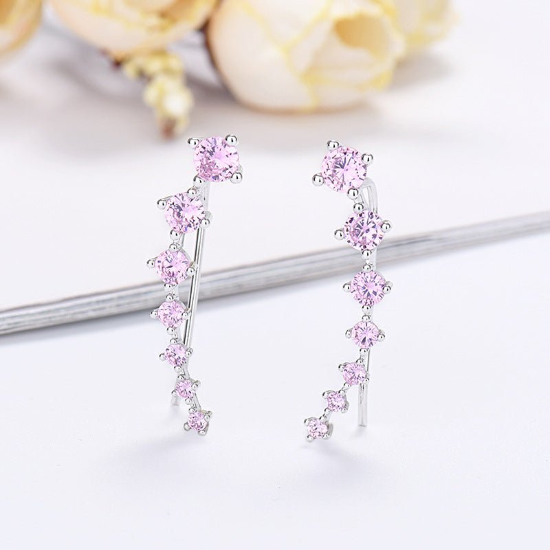 Delara Zirconia Ear Climber Earrings | Seven-Stone Crawler Stud Style 
