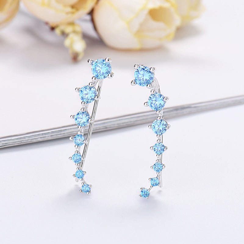 Delara Zirconia Ear Climber Earrings | Seven-Stone Crawler Stud Style 