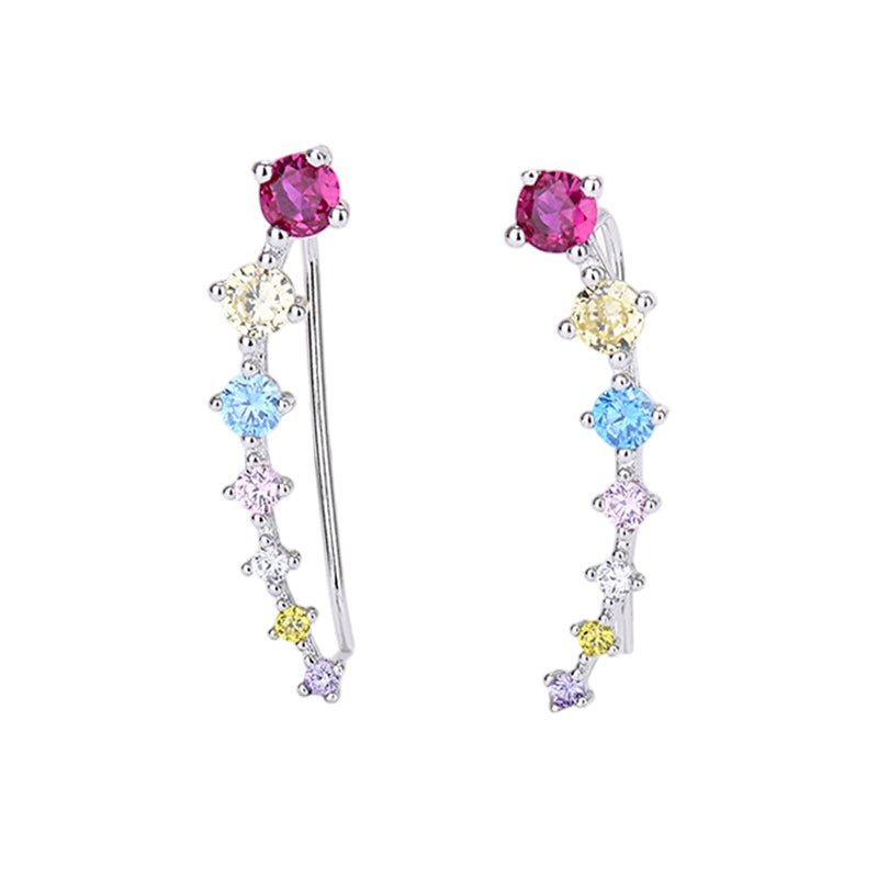 Delara Zirconia Ear Climber Earrings | Seven-Stone Crawler Stud Style 