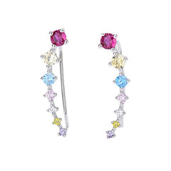 Delara Zirconia Ear Climber Earrings | Seven-Stone Crawler Stud Style 