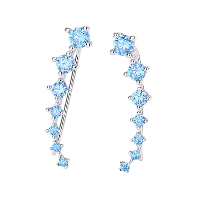 Delara Zirconia Ear Climber Earrings | Seven-Stone Crawler Stud Style 