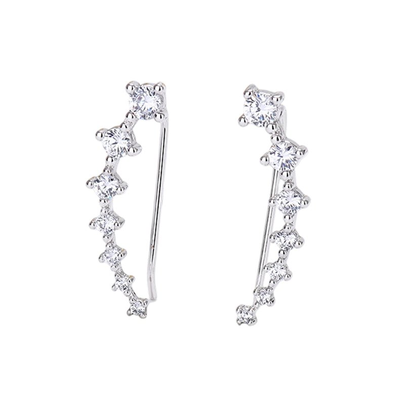 Delara Zirconia Ear Climber Earrings | Seven-Stone Crawler Stud Style 