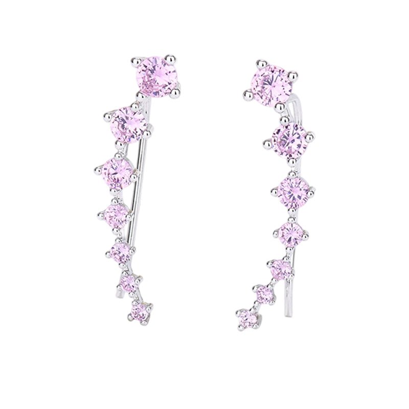 Delara Zirconia Ear Climber Earrings | Seven-Stone Crawler Stud Style 