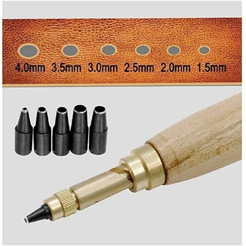 Delmar Rotary Leather Hole Punch | Adjustable Brass Tool for Crafts, Sewing & Paper Projects 