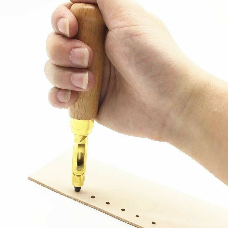 Delmar Rotary Leather Hole Punch | Adjustable Brass Tool for Crafts, Sewing & Paper Projects 