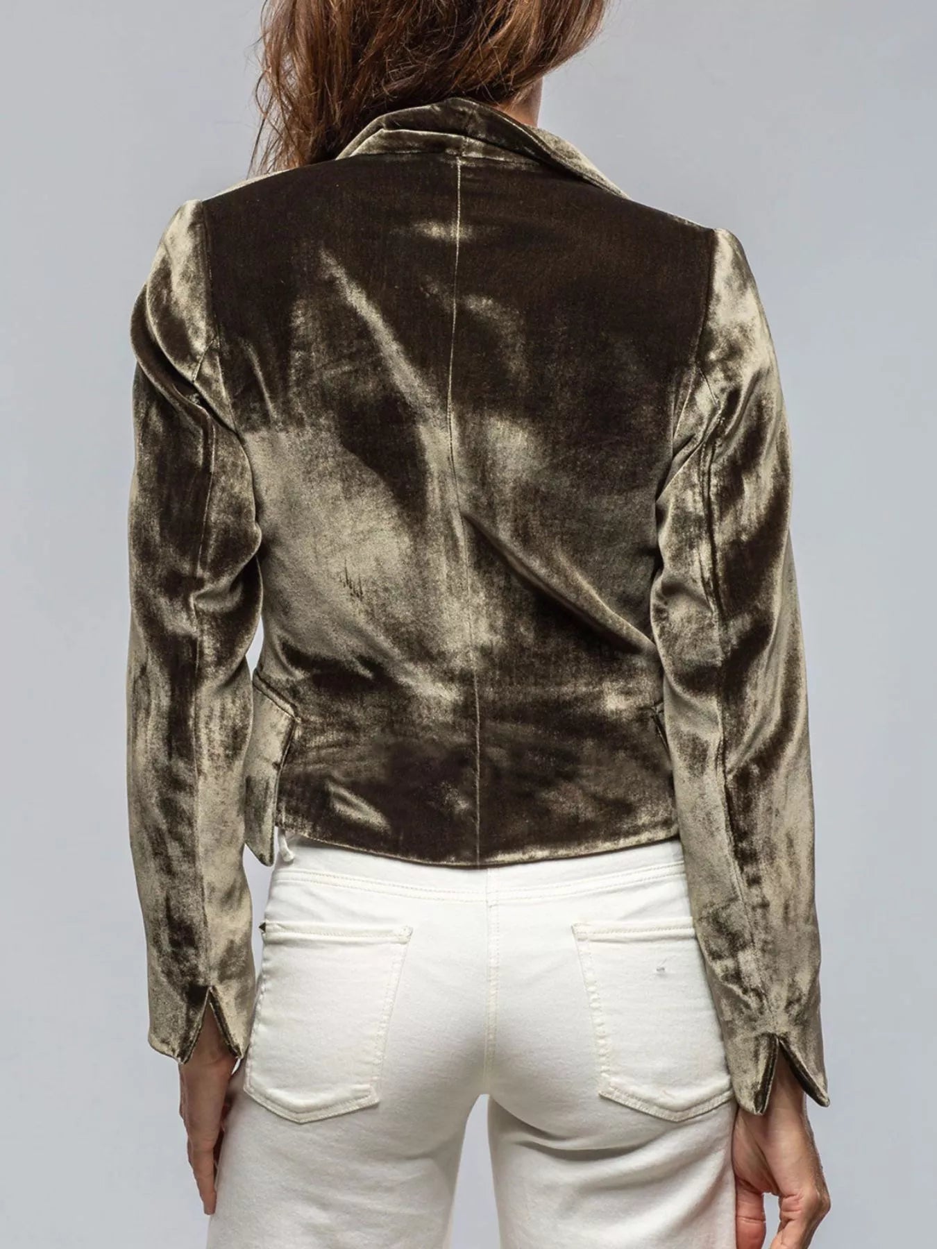 Velvet Lapel Collar One Button Blazer 