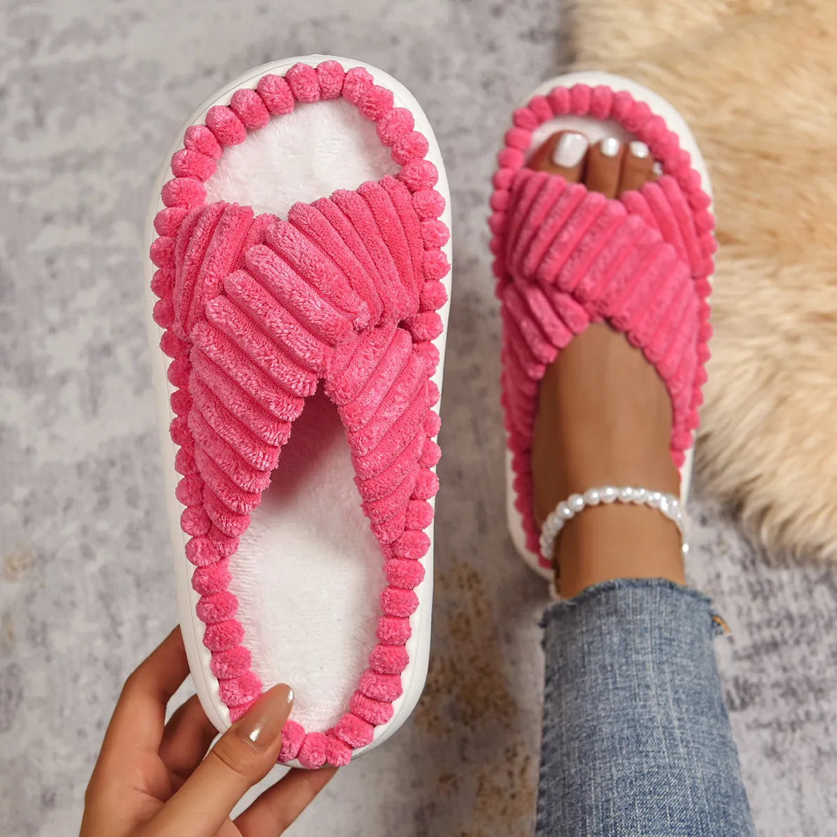 Crisscross Open Toe Platform Slippers 