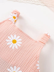 Children's Daisy Textured Wide Strap Romper and Hat Set 