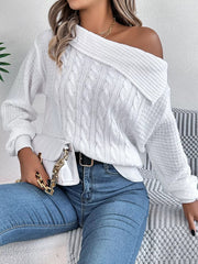 Off-Shoulder Cable Knit Sweater 