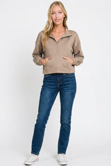 Zenana Scuba Half Zip Pullover With Kangaroo Pockets 