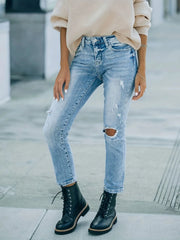 Distressed High Waist Jeans 