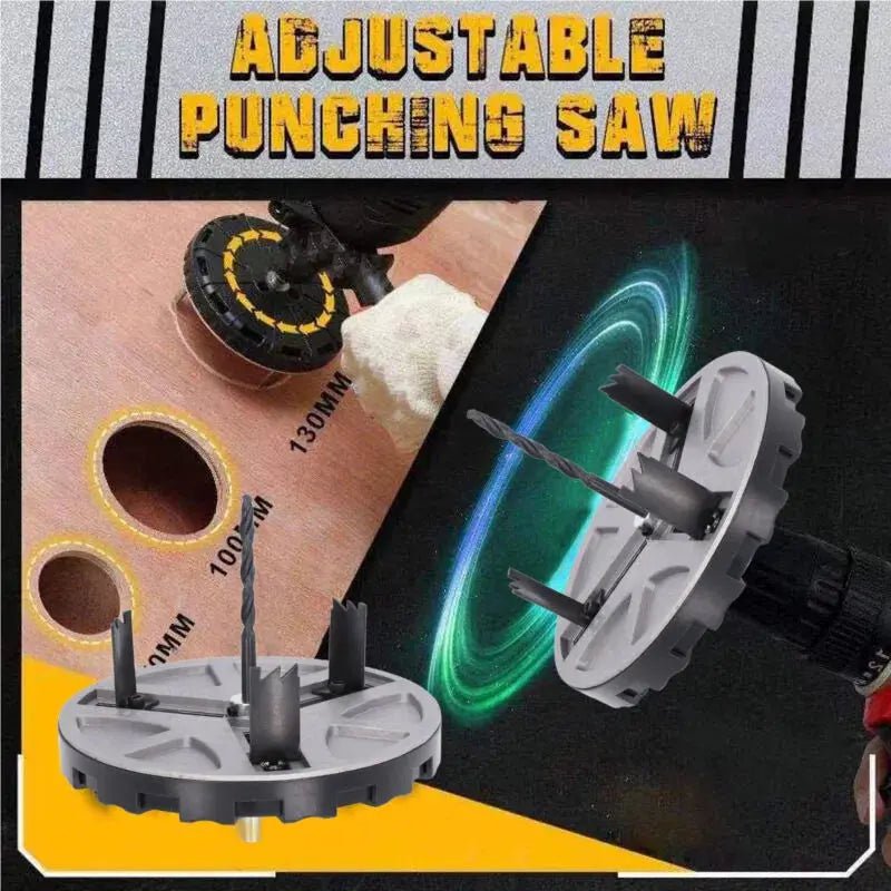 DialFit Adjustable Hole Cutter | 45–130 mm Clean Cuts for Drywall & Softwood 