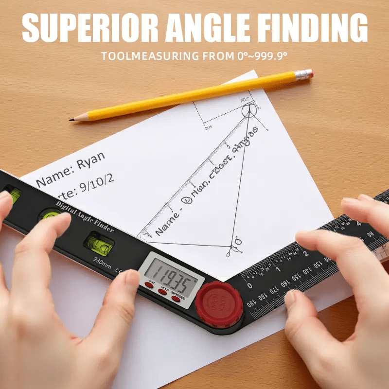 DualCheck 4-in-1 Digital Angle Ruler | 360° Finder With Bubble Levels 