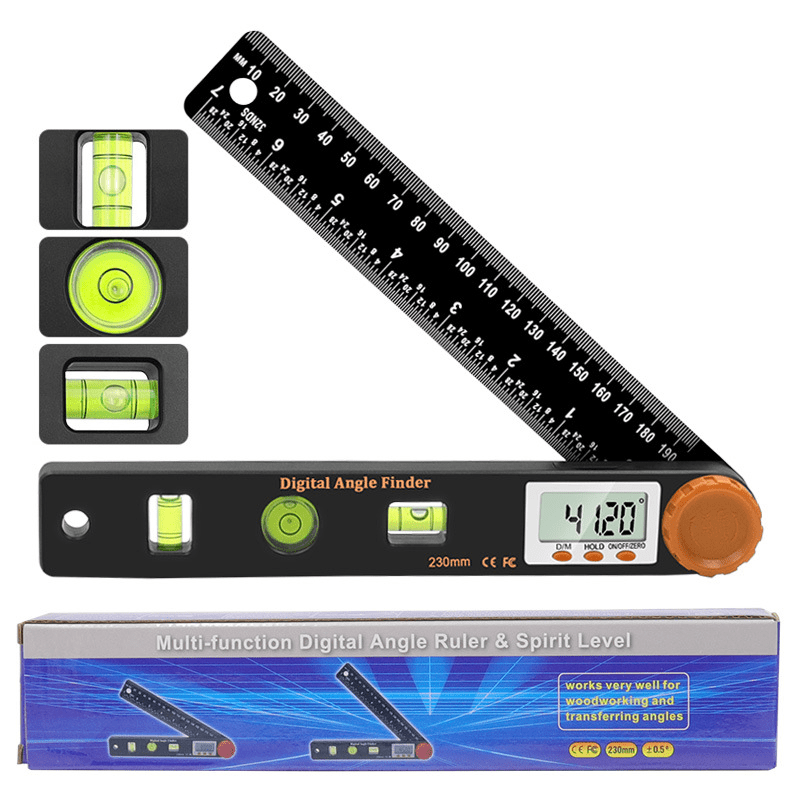 DualCheck 4-in-1 Digital Angle Ruler | 360° Finder With Bubble Levels 