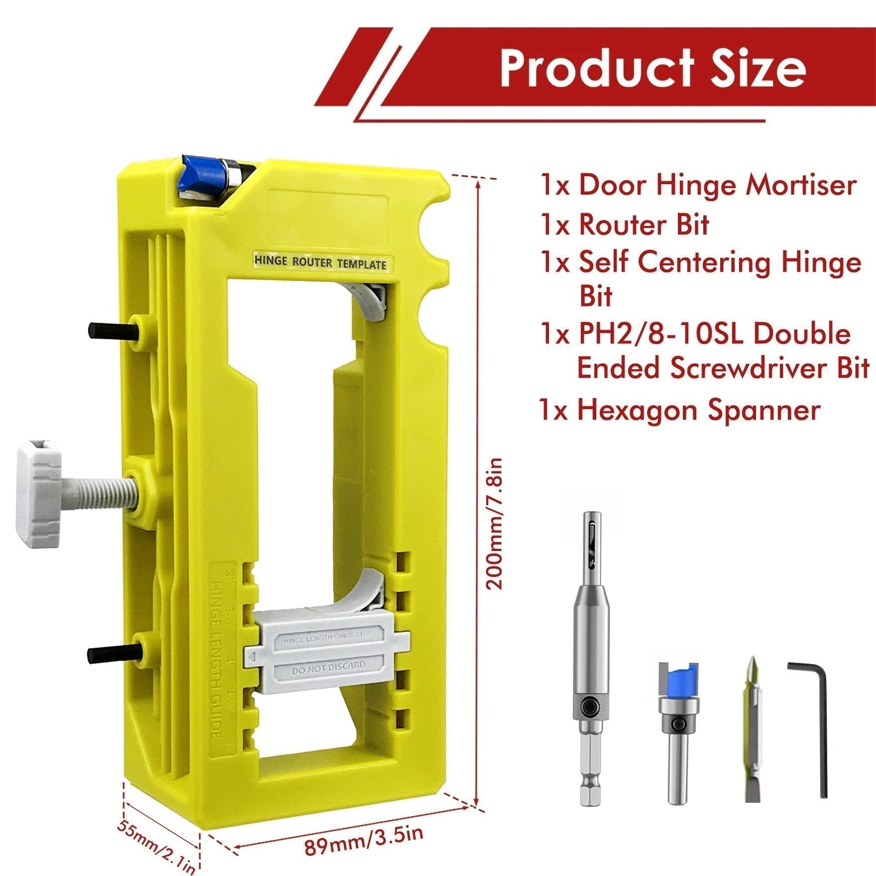Door Hinge Routing Jig | Adjustable Mortise Guide For 3-5 Inch Hinges 