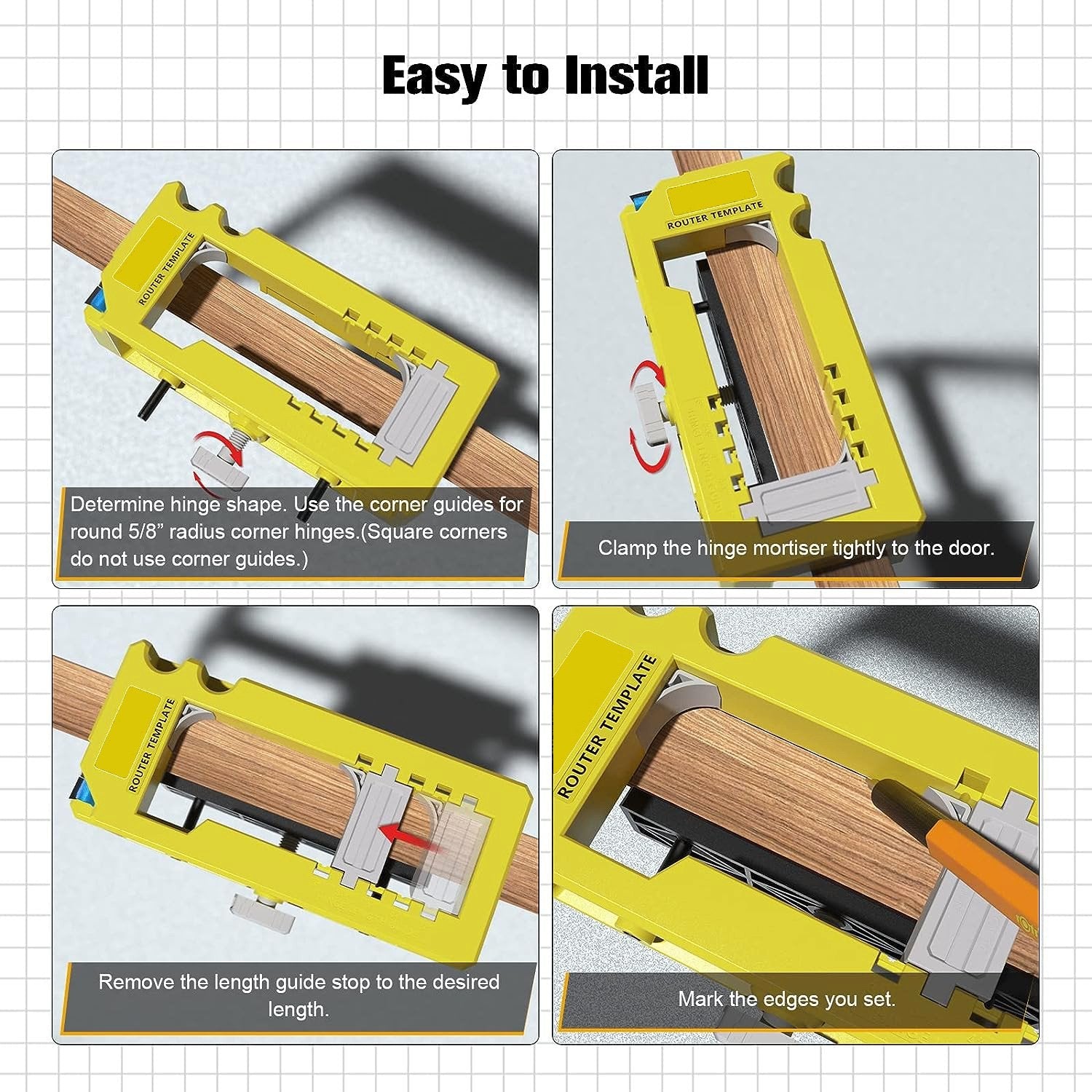 Door Hinge Routing Jig | Adjustable Mortise Guide For 3-5 Inch Hinges 