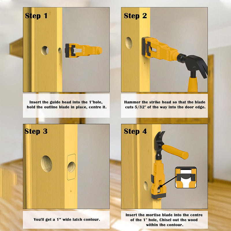 DoorFit Latch Mortise Guide | Adjustable Door Plate Installation Tool 