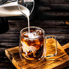 Double Walled Glass Coffee Cup – 450ml Insulated Coffee Mug for Hot Beverages 