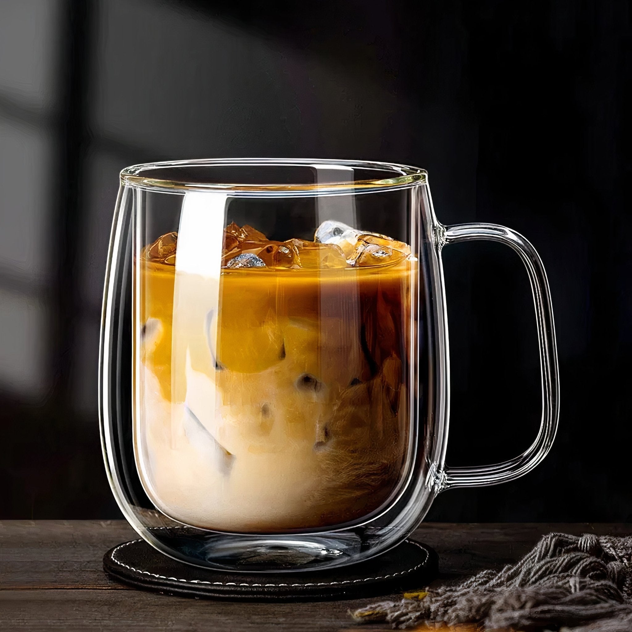 Double Walled Glass Coffee Cup – 450ml Insulated Coffee Mug for Hot Beverages 