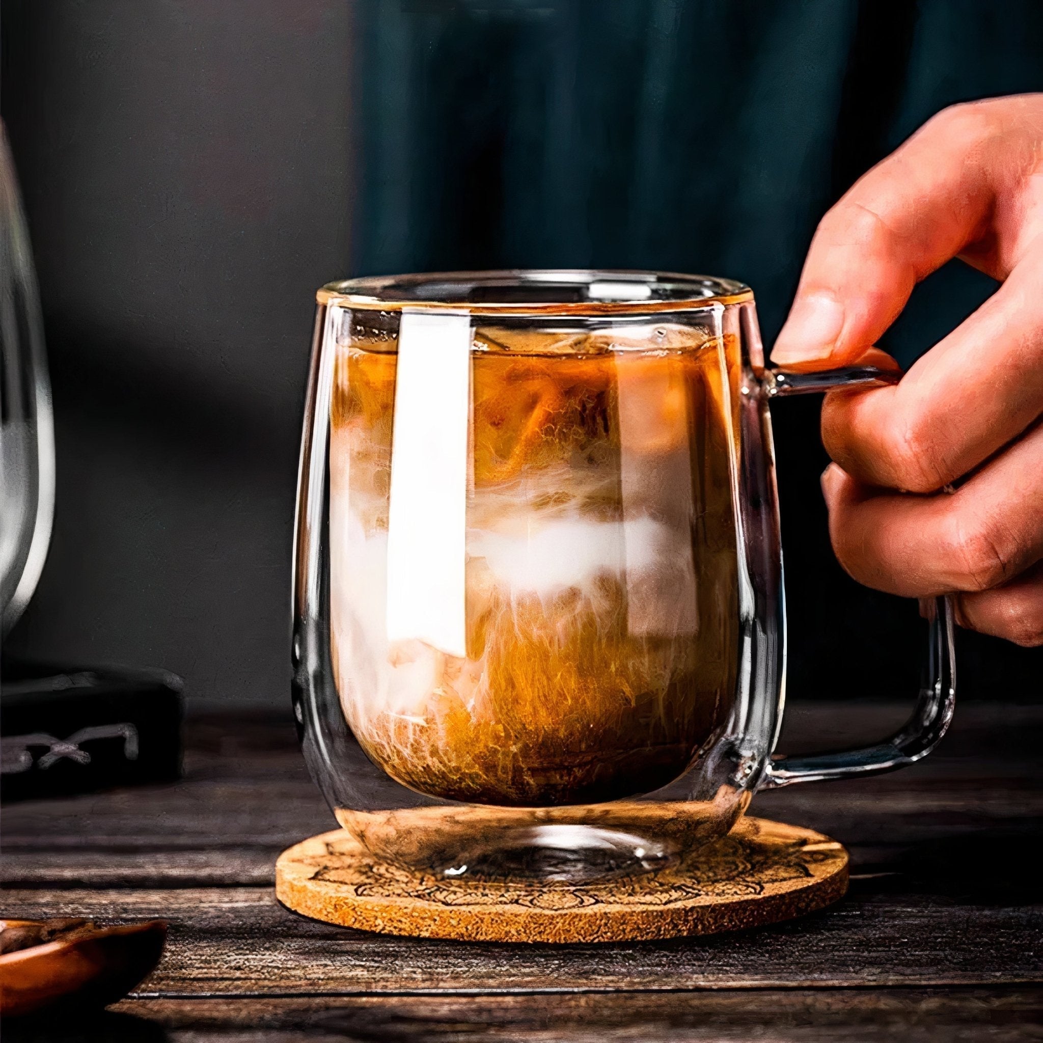 Double Walled Glass Coffee Cup – 450ml Insulated Coffee Mug for Hot Beverages 