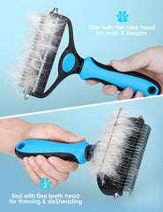 Dual-Care Dog Deshedding Rake | Undercoat Comb for Medium to Large Dogs 
