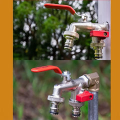 DualFlow Stainless Steel 2-Outlet Garden Faucet | Screw-On Hose Bib Splitter 