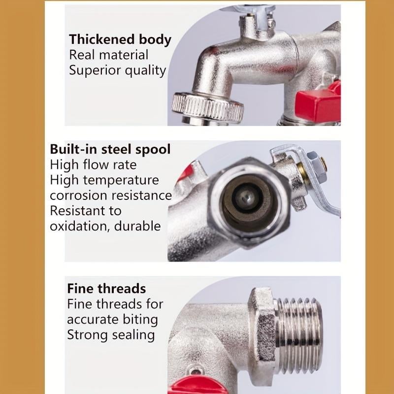 DualFlow Stainless Steel 2-Outlet Garden Faucet | Screw-On Hose Bib Splitter 