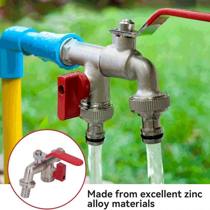 DualFlow Stainless Steel 2-Outlet Garden Faucet | Screw-On Hose Bib Splitter 