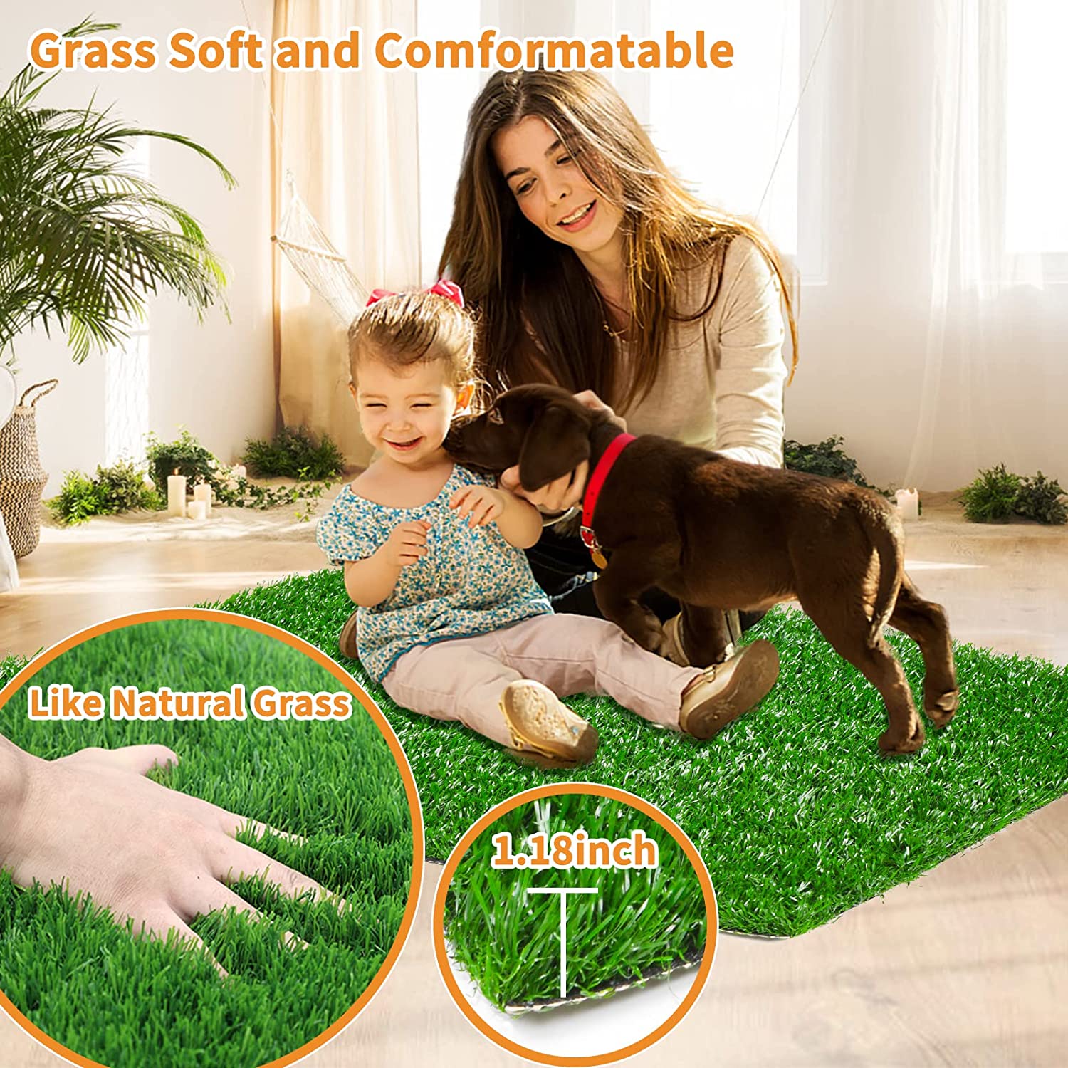 DwellTurf Indoor Dog Potty Mat | Washable Grass Relief Pads for Training 