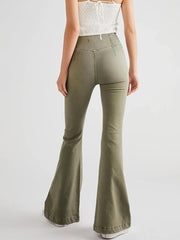 Asymmetric Waist Flare Jeans 